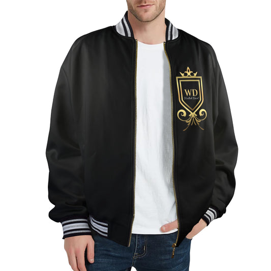 New WD Men's Striped Trim Bomber Jacket