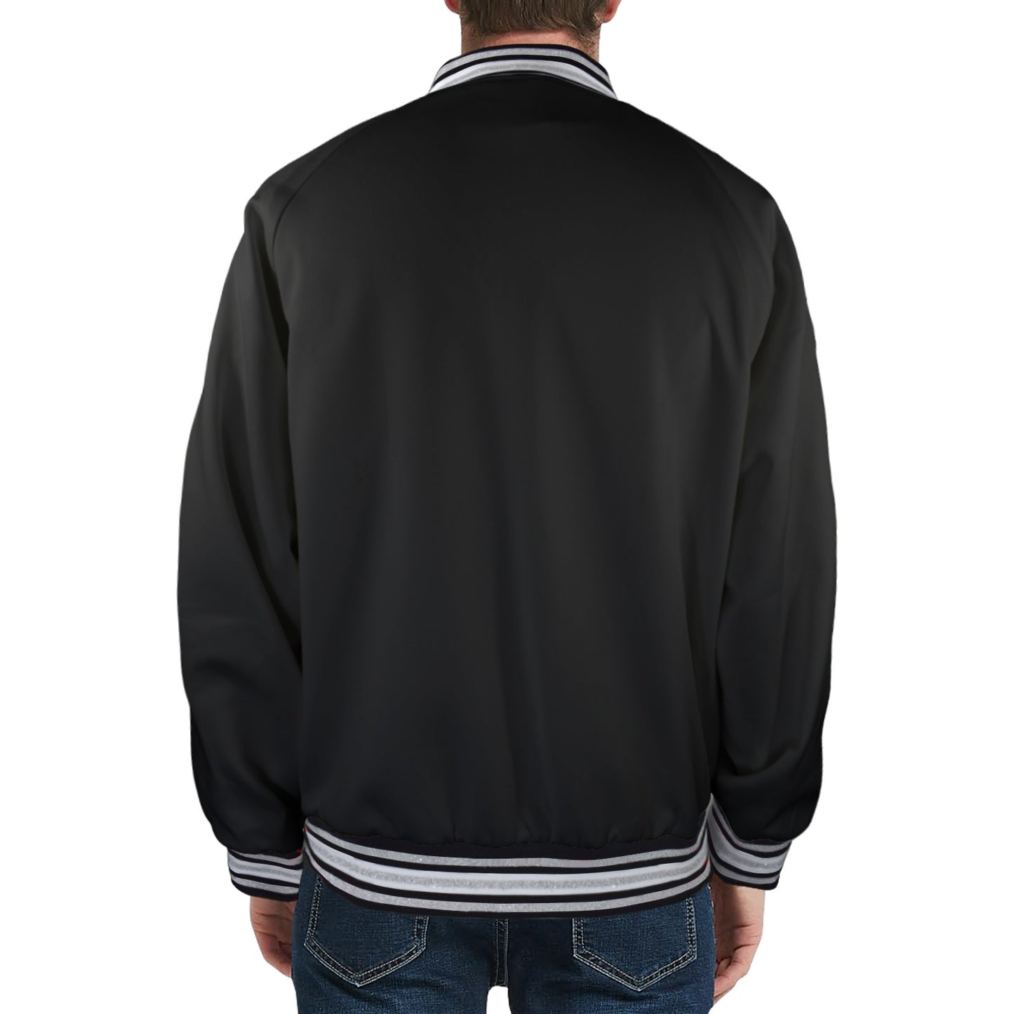 New WD Men's Striped Trim Bomber Jacket