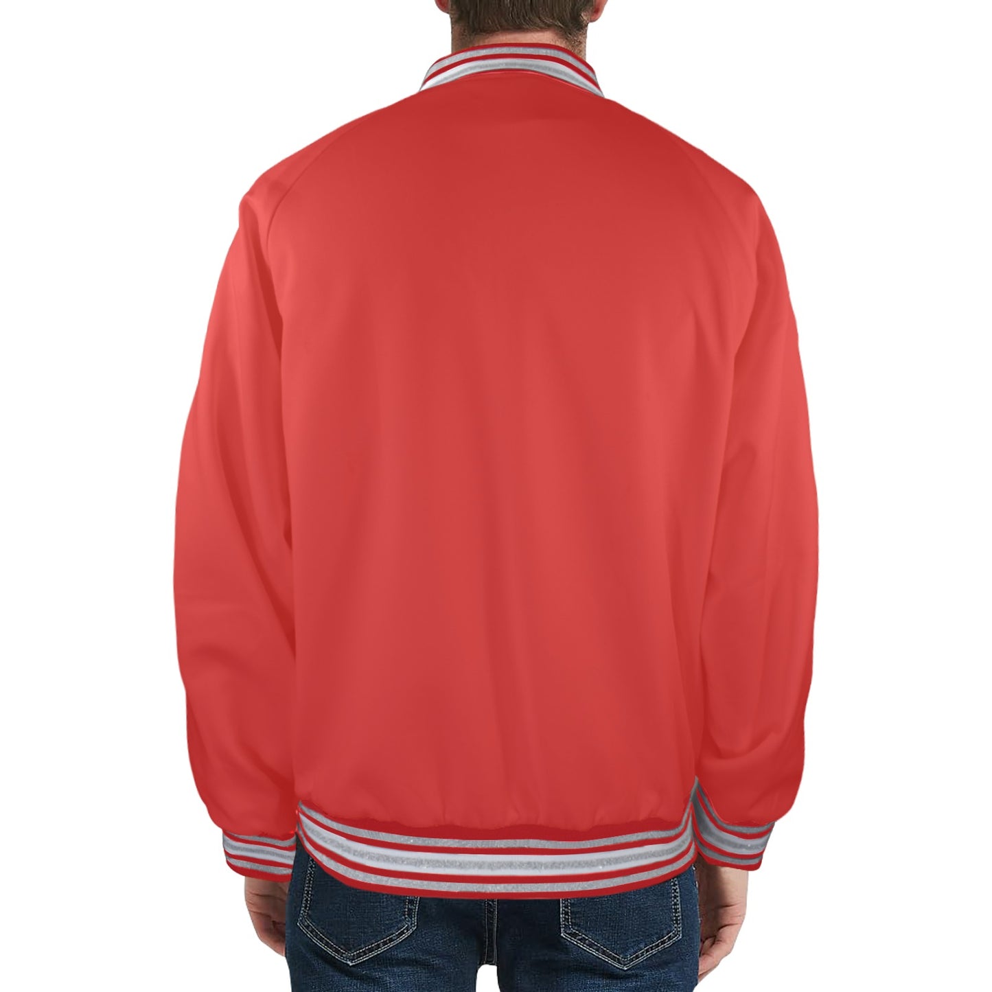 New WD Men's Striped Trim Bomber Jacket